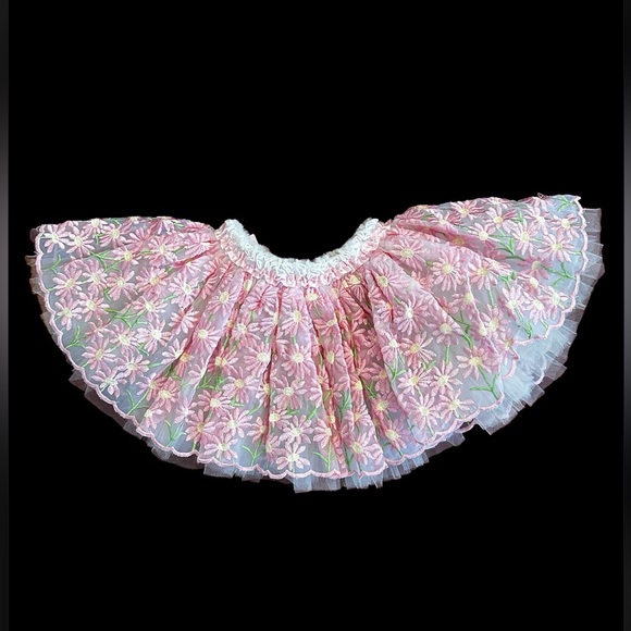 NWT-Rare & New Handmade Meg Dana & Co. Embroidered Pink Daisy Margarita Fie Tutu - Picture 3 of 10